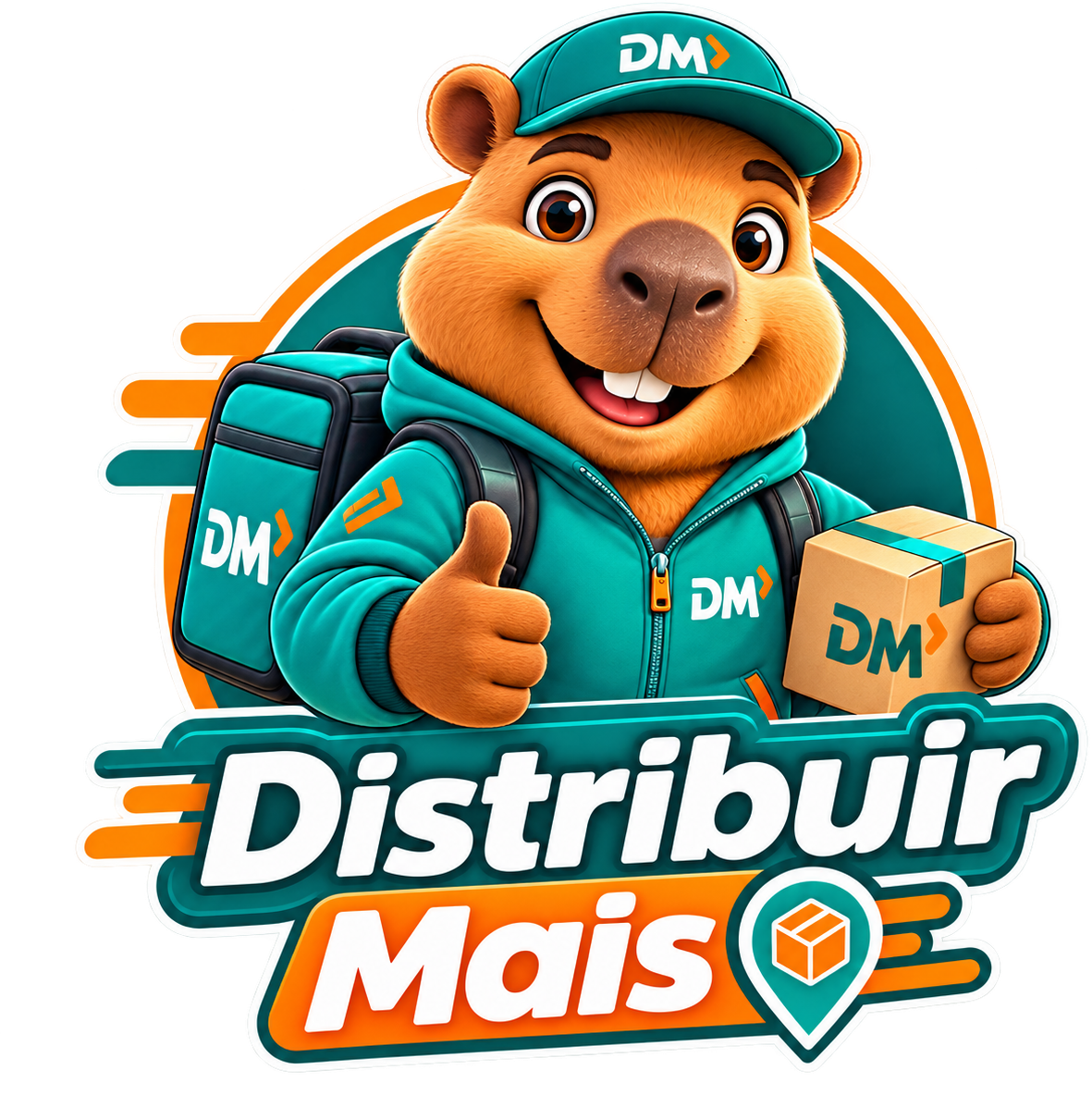 Logo Distribuir Mais com mascote